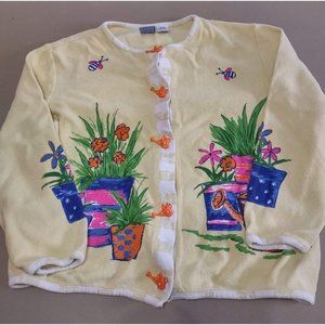 Onque Casuals Spring Flower Cottage Core Grandma Cardigan Sz M
